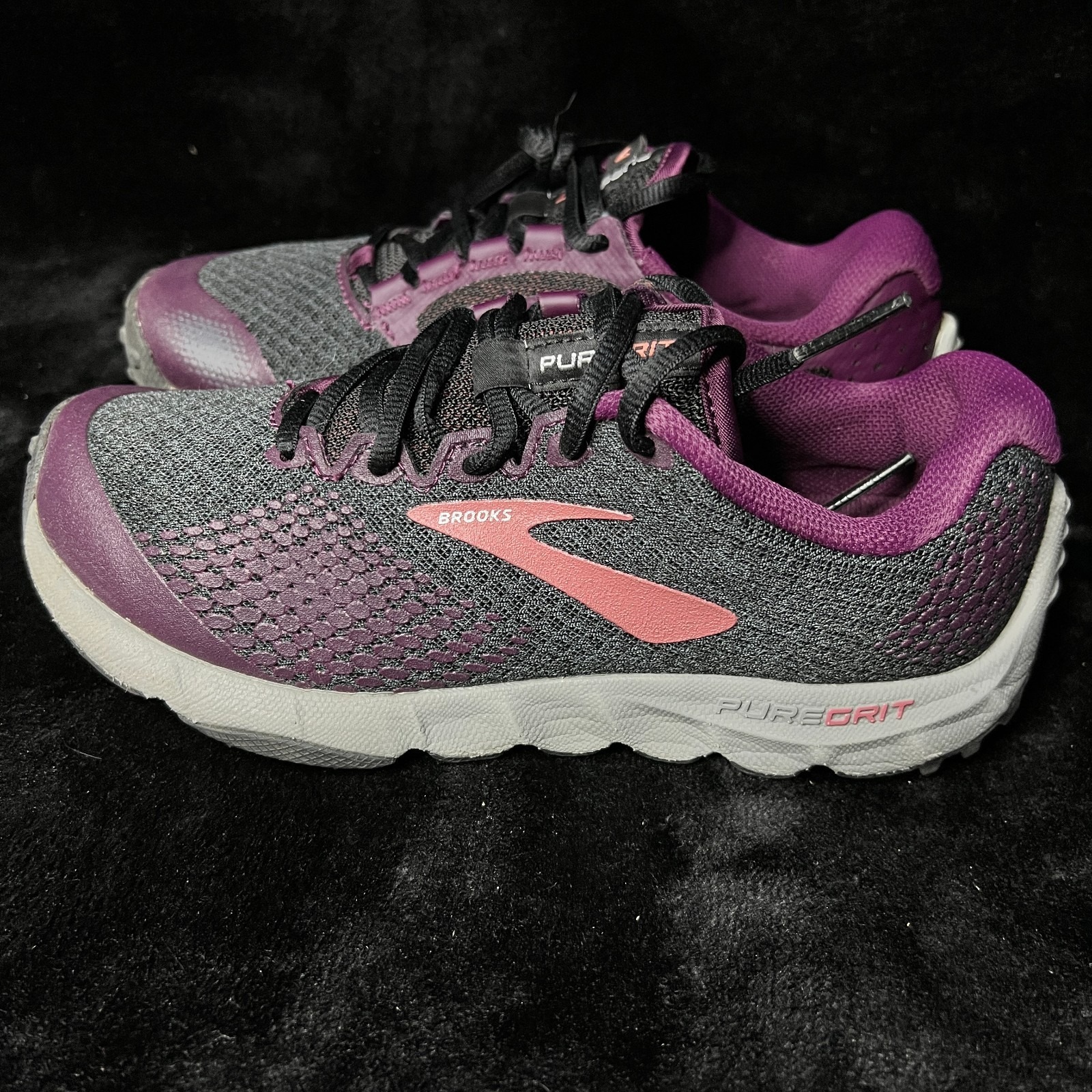 Brooks Pure Grit 7 1202801b080 Womens 7 Running Shoes Black Purple Sneakers